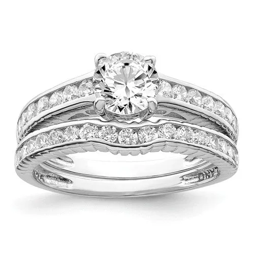 Sterling Silver 2-Piece CZ Promise Wedding Ring Set