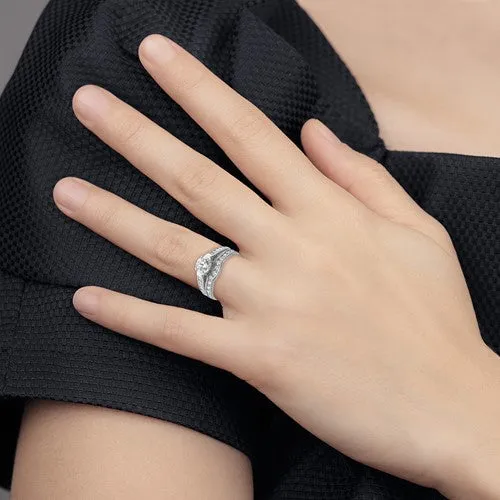 Sterling Silver 2-Piece CZ Promise Wedding Ring Set