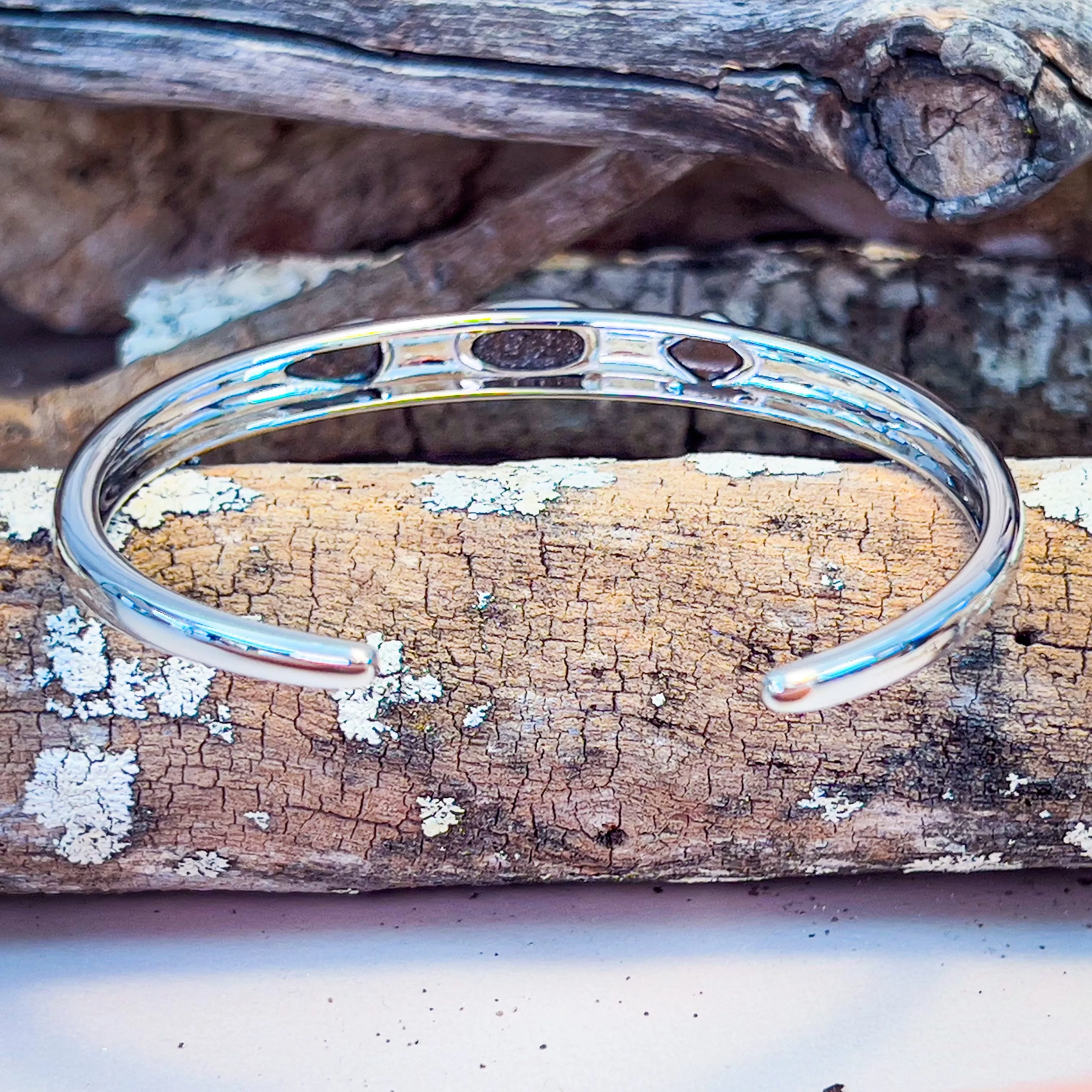 Sterling Silver Boulder Opal 3 stone bangle
