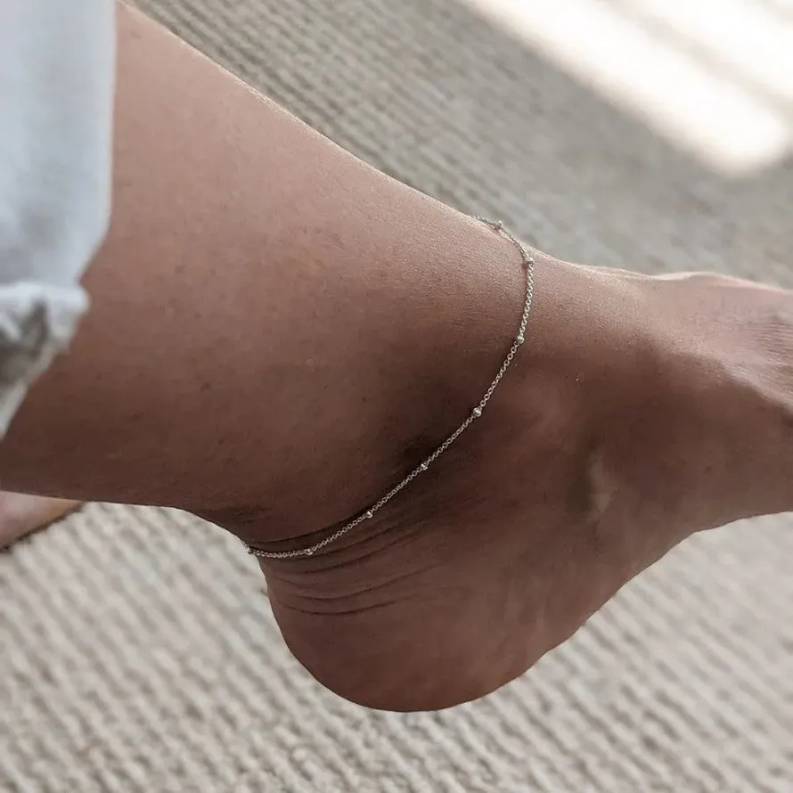 Sterling Silver Satellite Chain Anklet