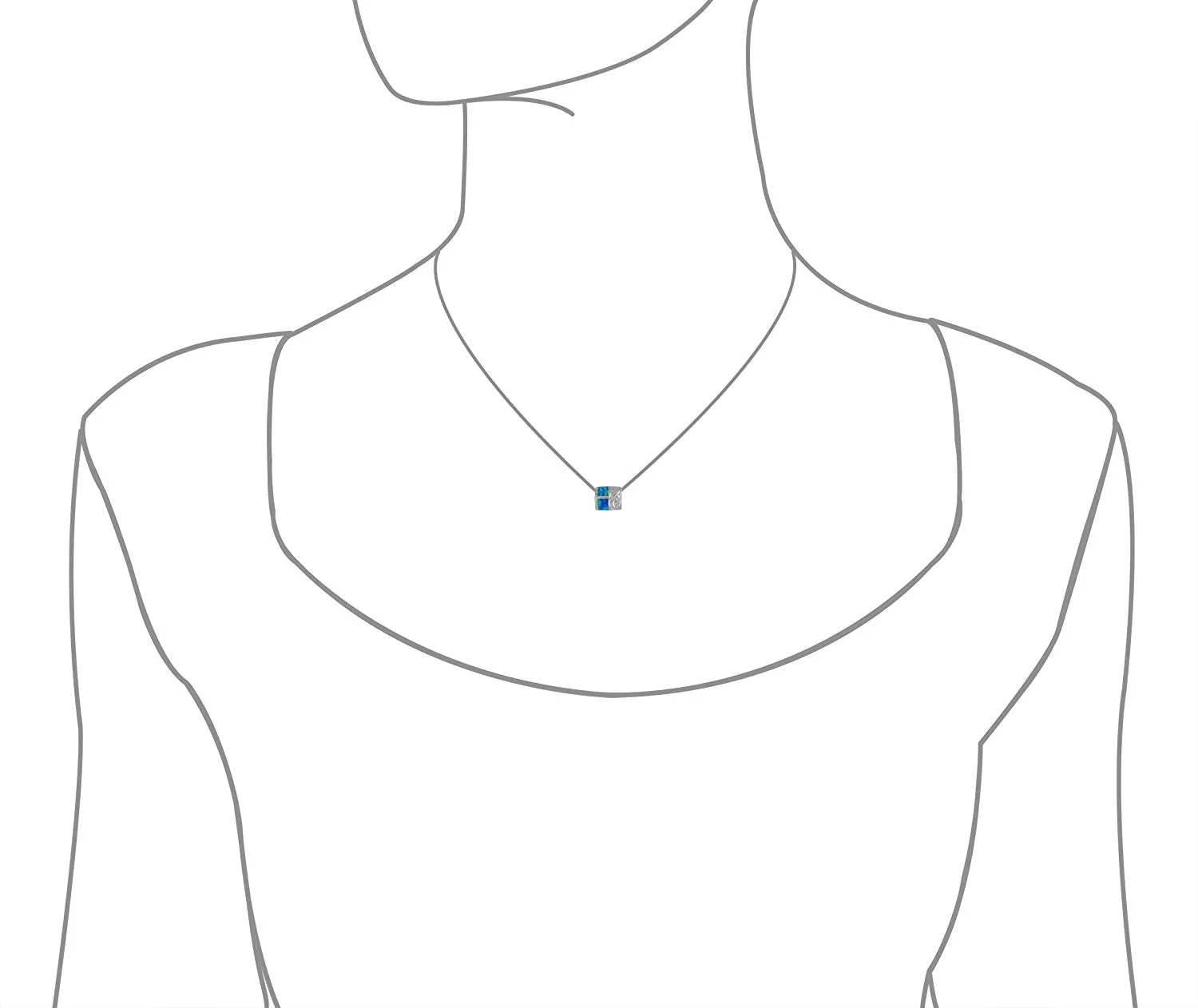 Sterling Silver Synthetic Blue Opal Bead Engraved Pendant