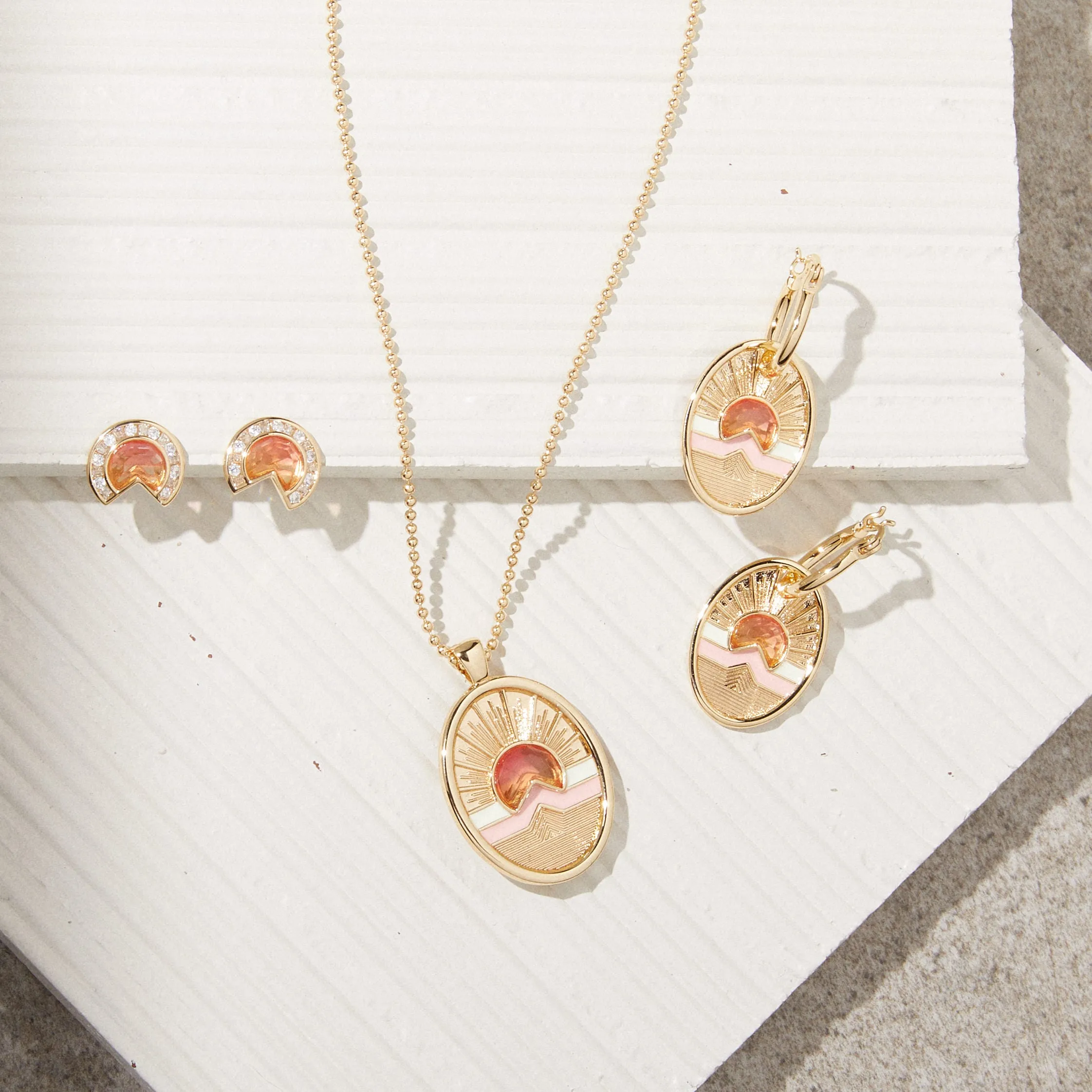 Tequila Sunrise Enamel Necklace - Sun