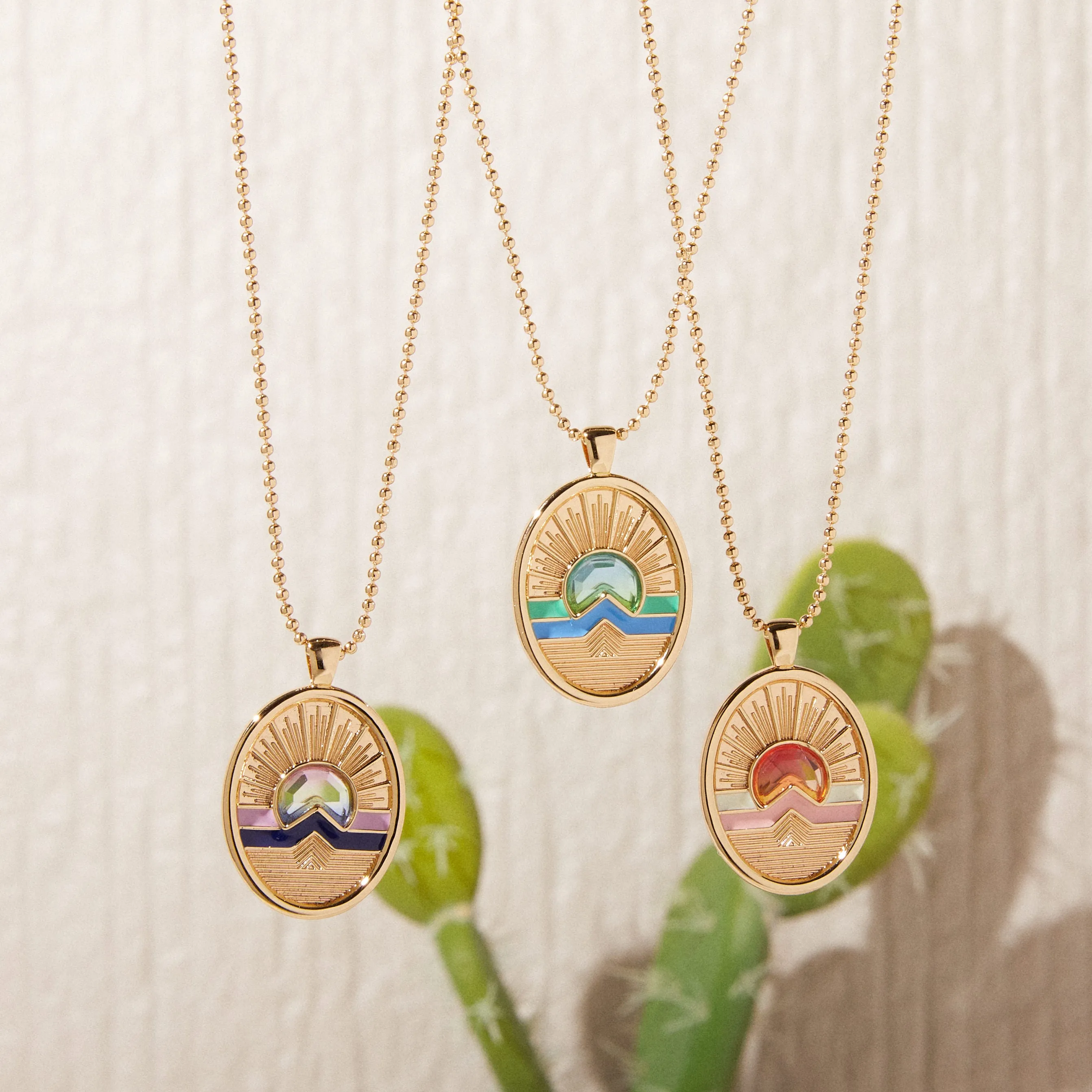 Tequila Sunrise Enamel Necklace - Sun