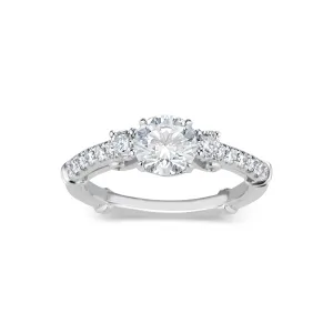 Three-Stone Engagement Ring with Diamond Shoulders