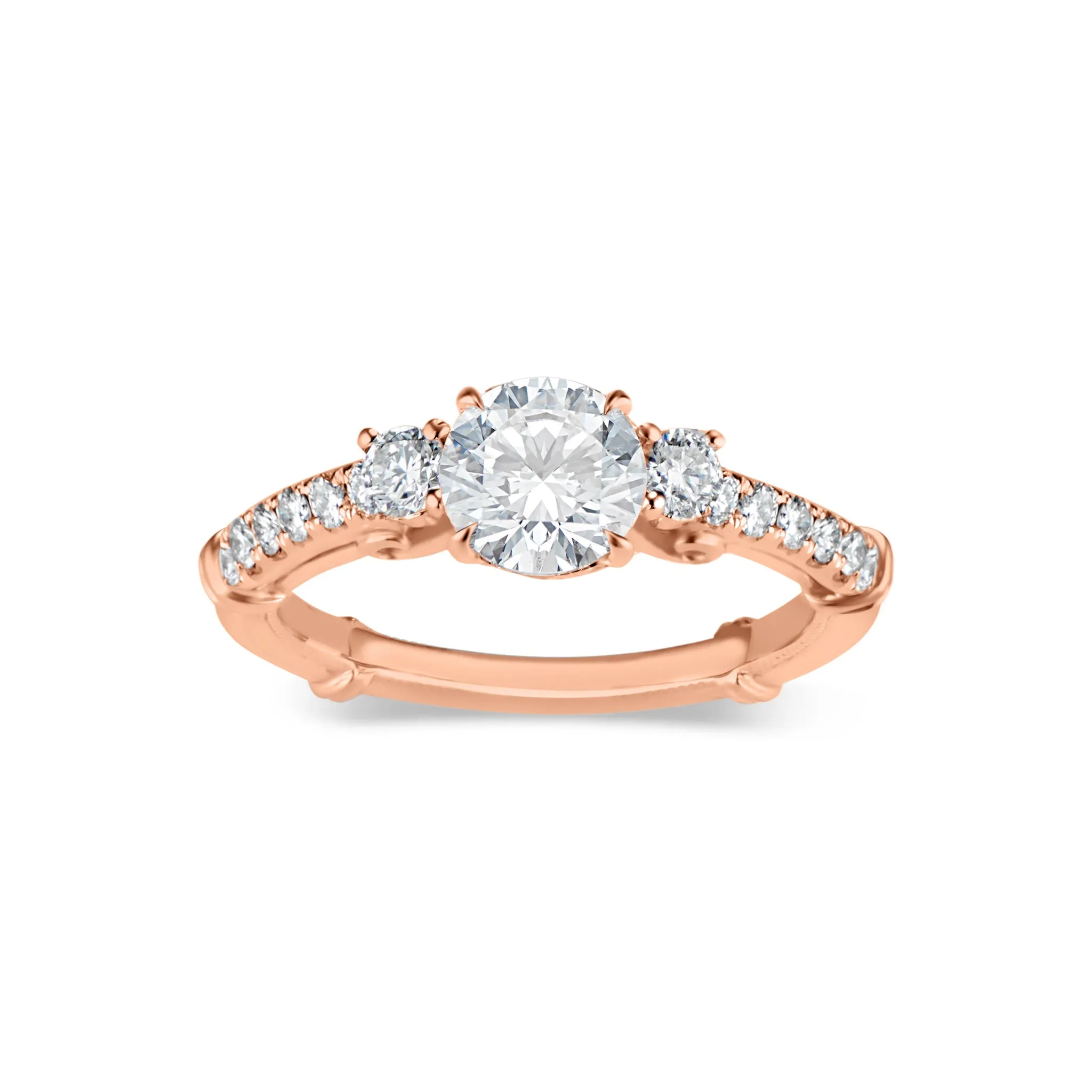 Three-Stone Engagement Ring with Diamond Shoulders