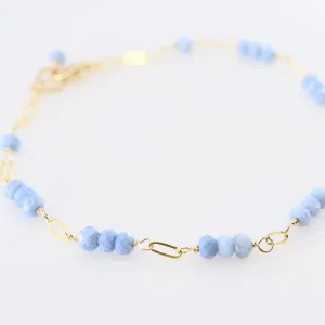 Tiny Gemstone Bracelet, Blue Opal