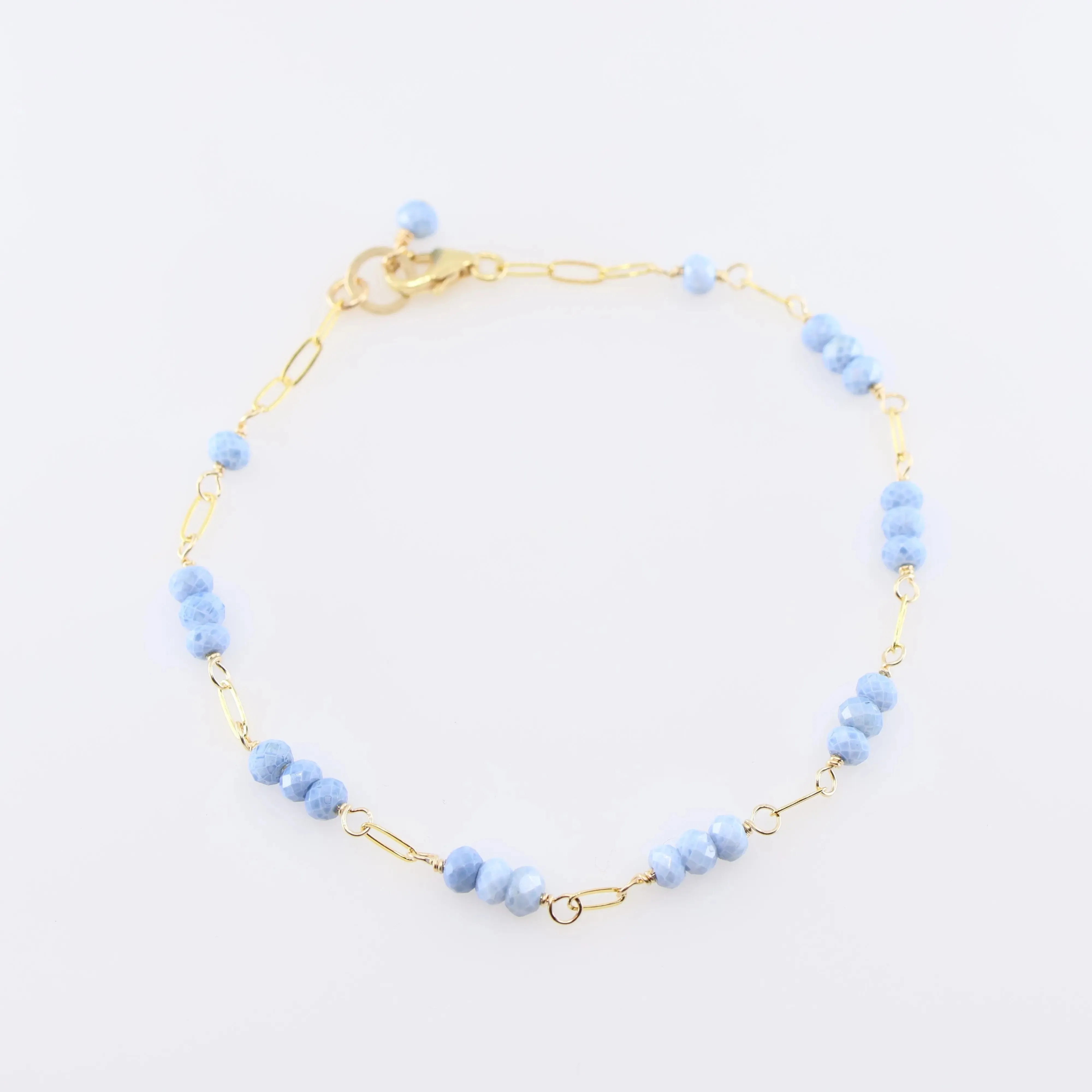 Tiny Gemstone Bracelet, Blue Opal
