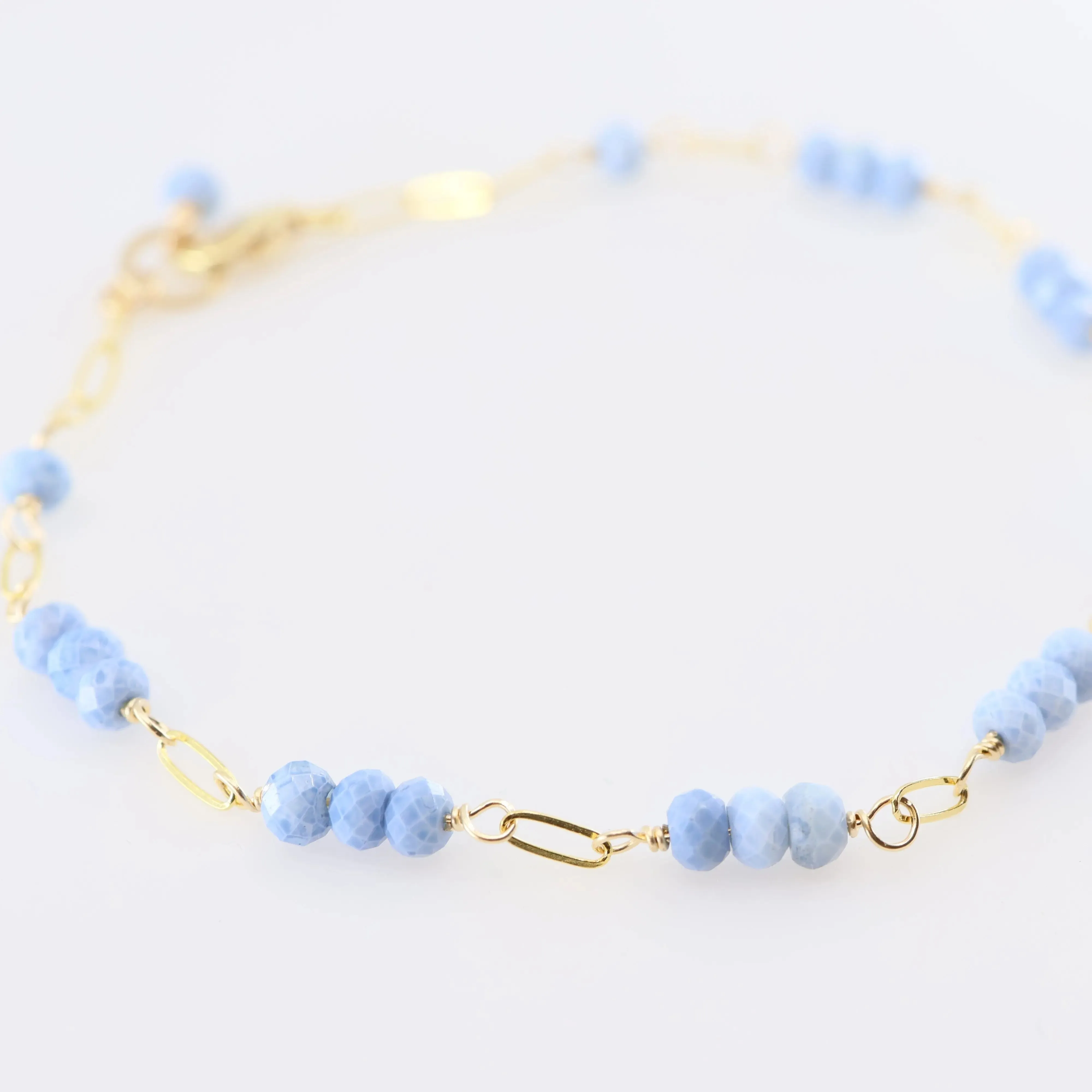Tiny Gemstone Bracelet, Blue Opal