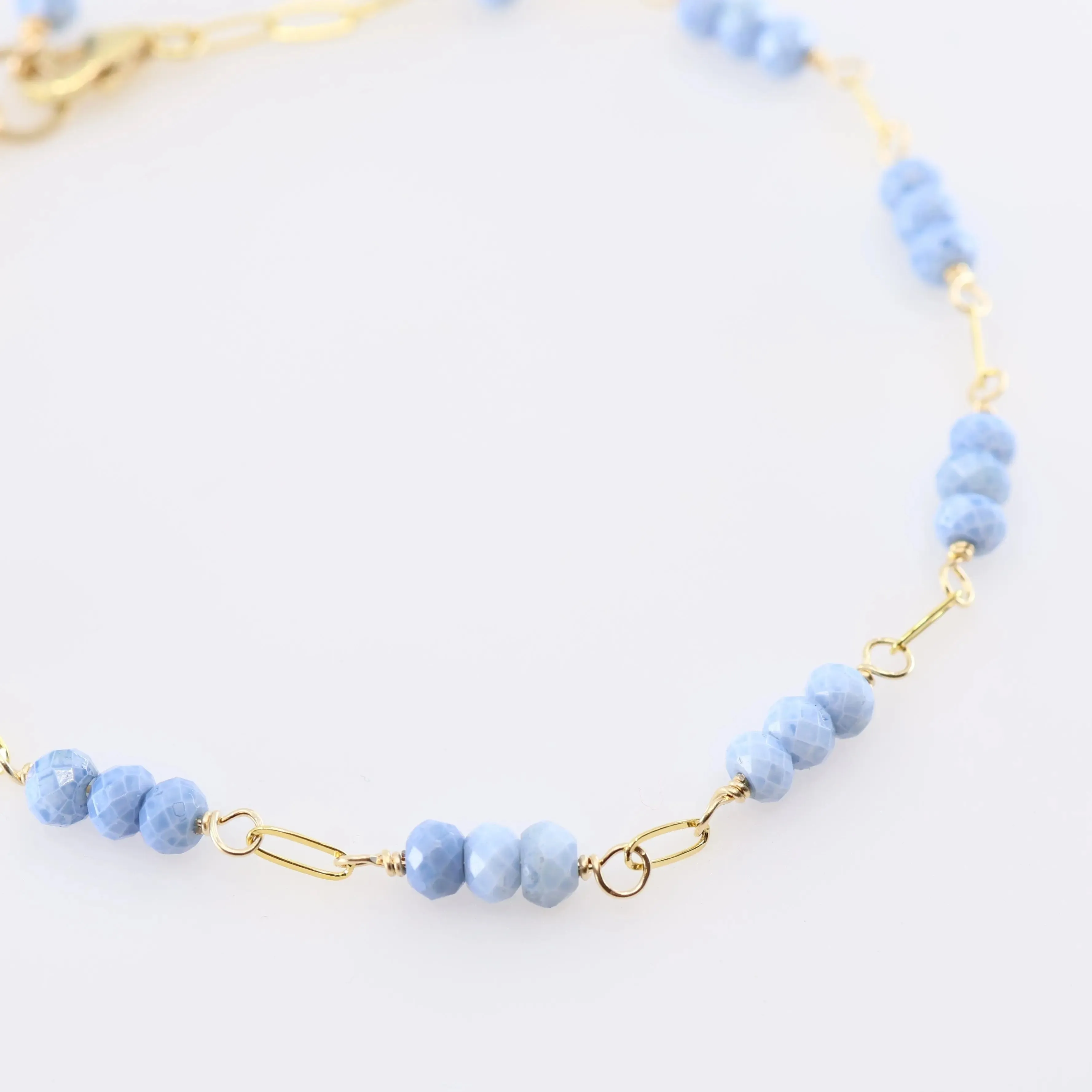 Tiny Gemstone Bracelet, Blue Opal