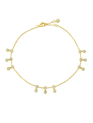 Tri Bezel Anklet in Gold