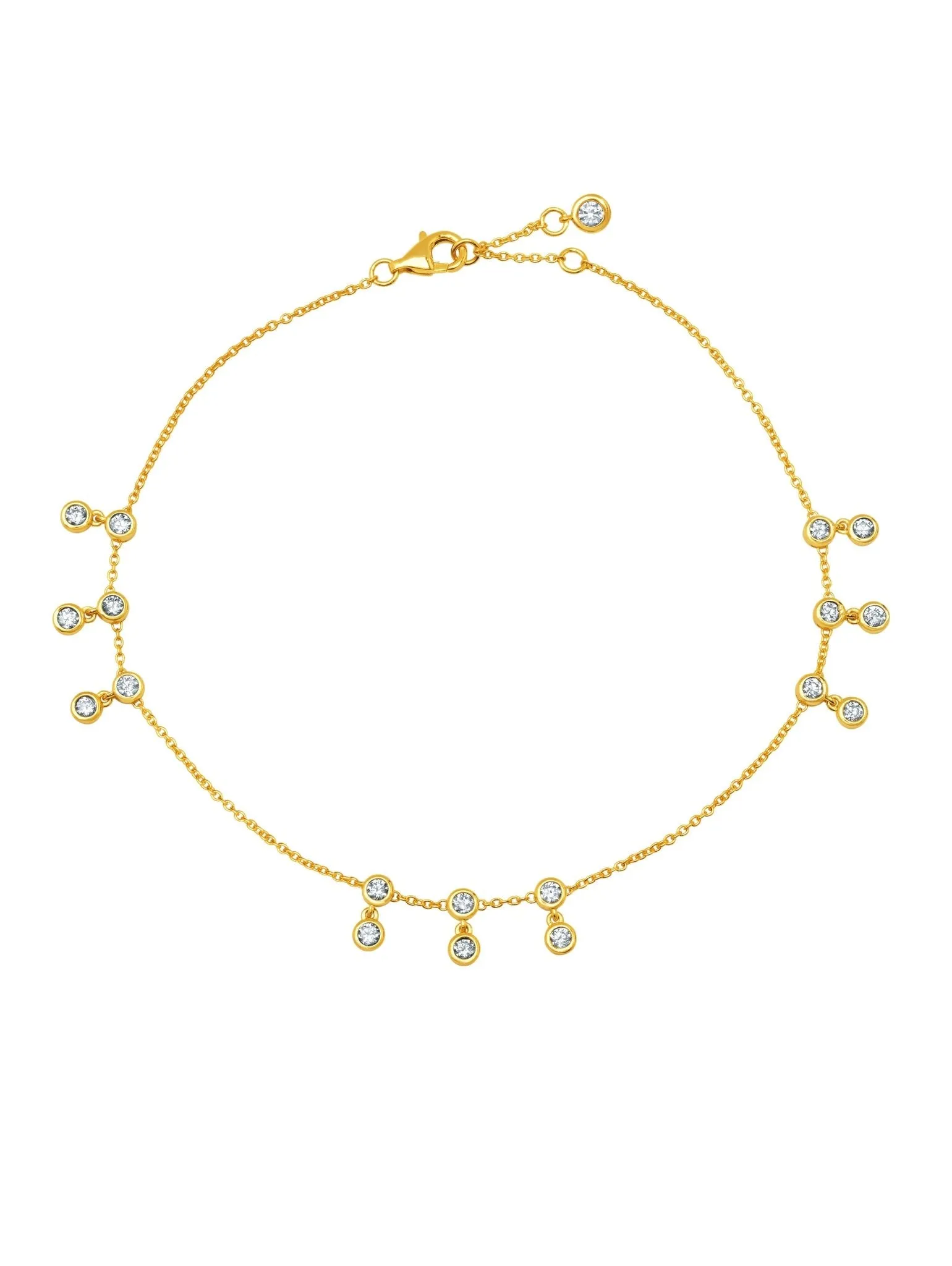 Tri Bezel Anklet in Gold