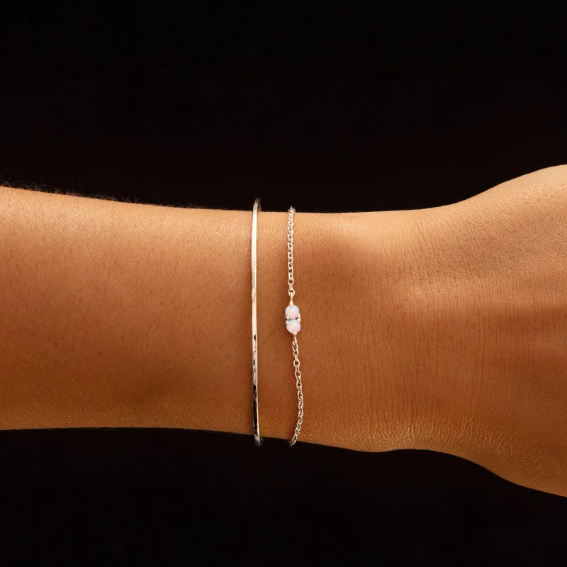 Twin Bracelet, White Opal, Silver