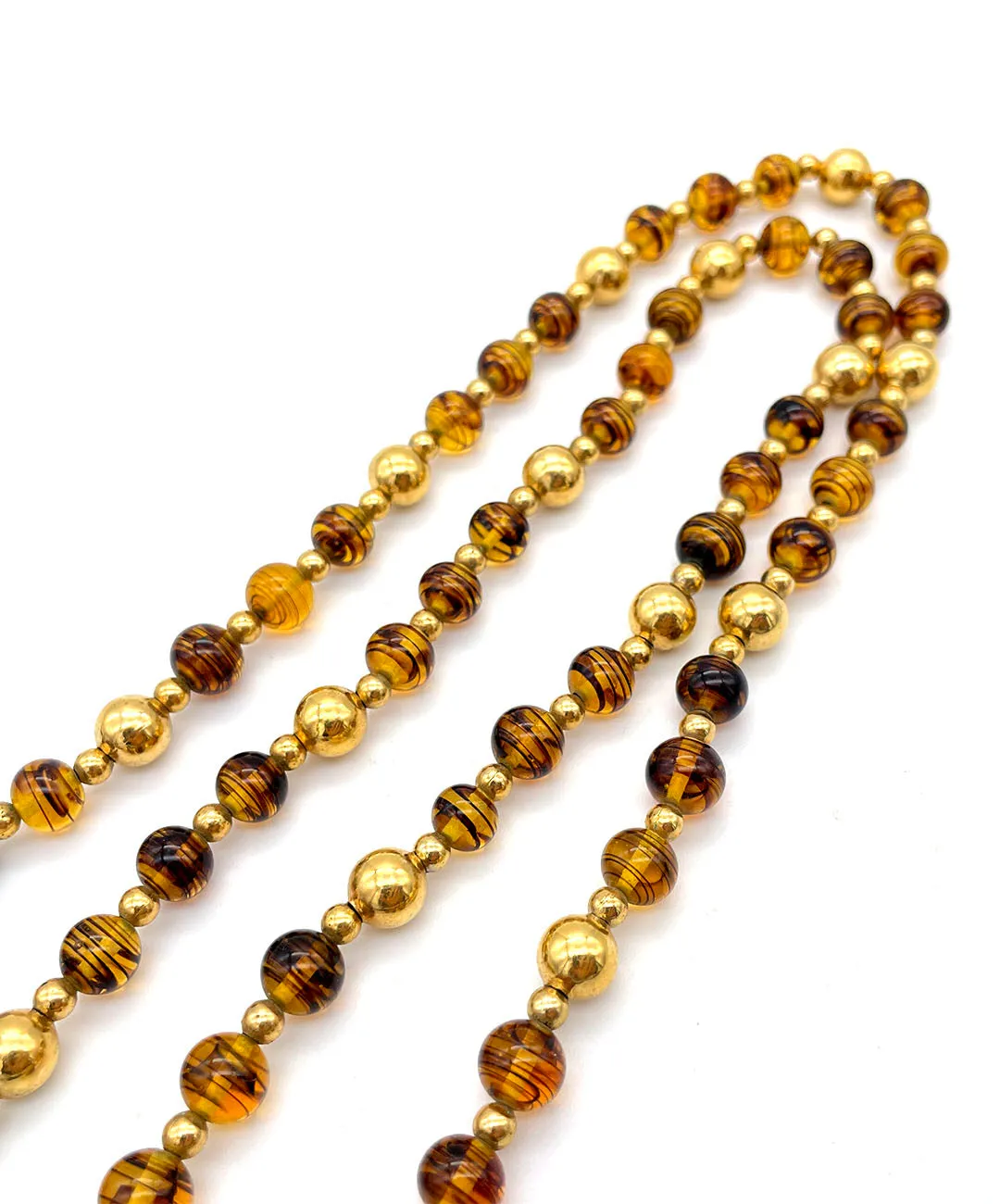 【USA輸入】ヴィンテージ NAPIER アンバー ガラスビーズ ロングネックレス/Vintage NAPIER Amber Glass Beads Long Necklace