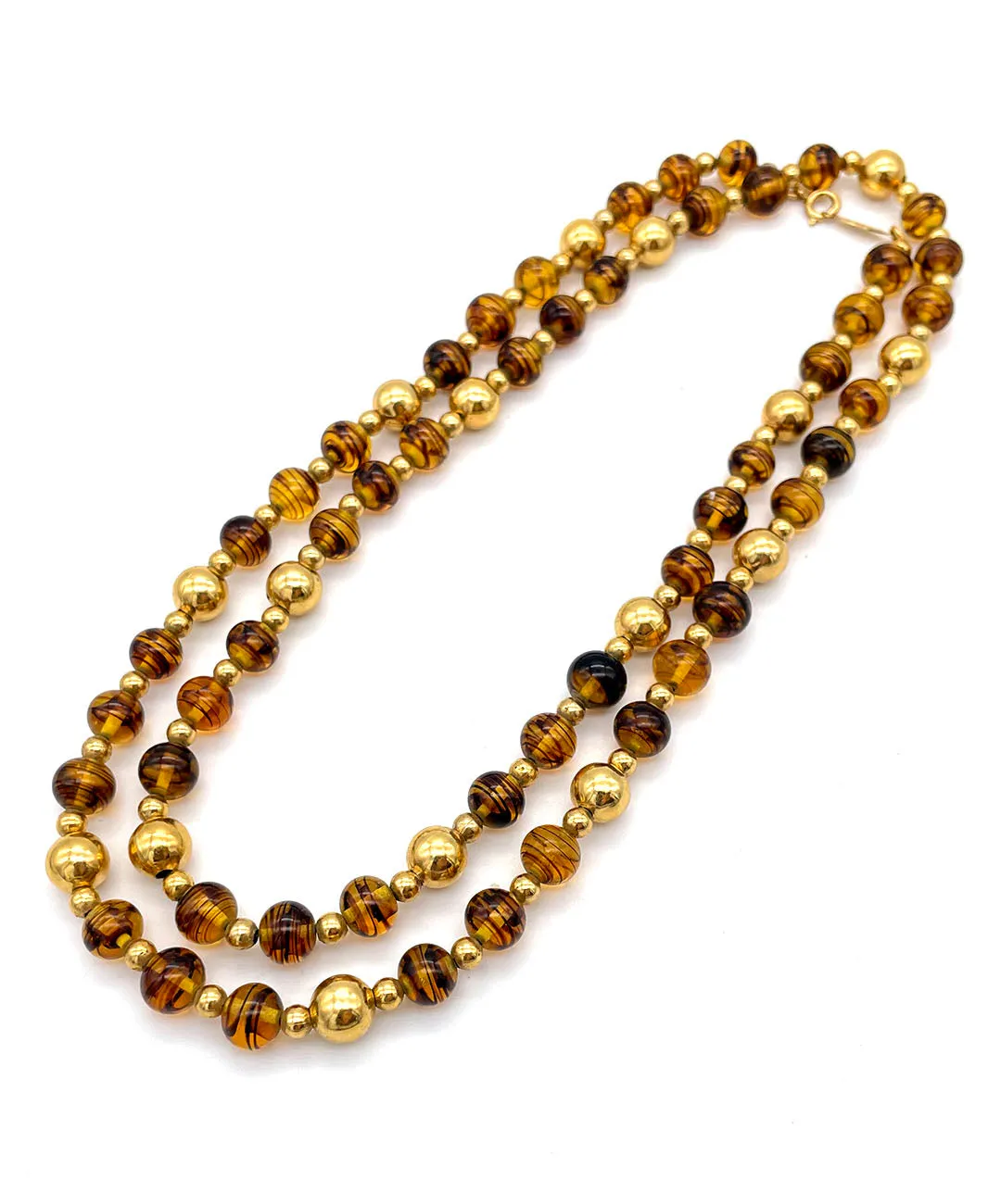 【USA輸入】ヴィンテージ NAPIER アンバー ガラスビーズ ロングネックレス/Vintage NAPIER Amber Glass Beads Long Necklace