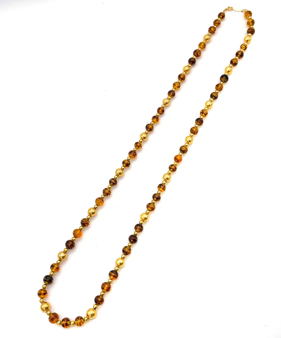 【USA輸入】ヴィンテージ NAPIER アンバー ガラスビーズ ロングネックレス/Vintage NAPIER Amber Glass Beads Long Necklace