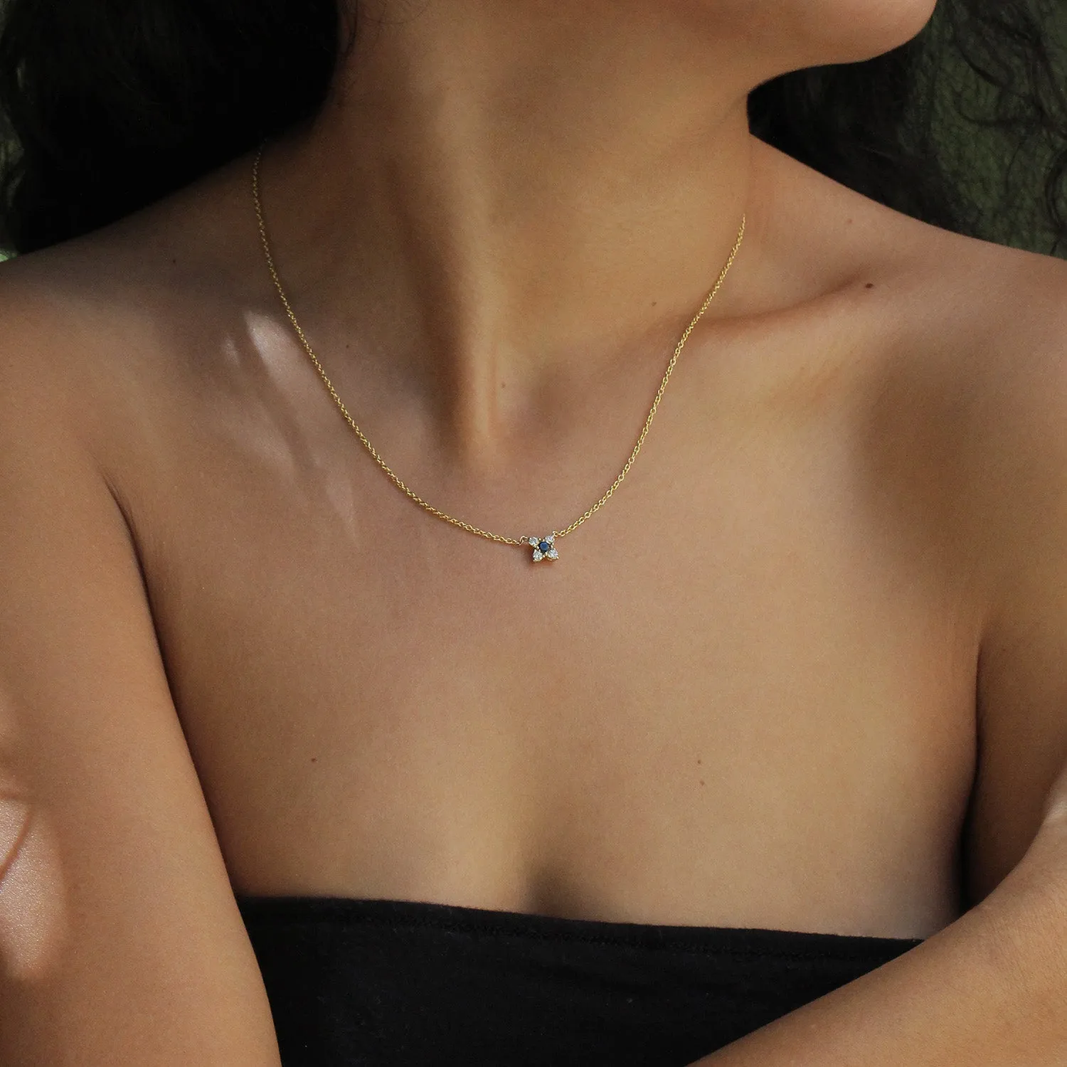 Valentina Gold Necklace Black & White Diamonds