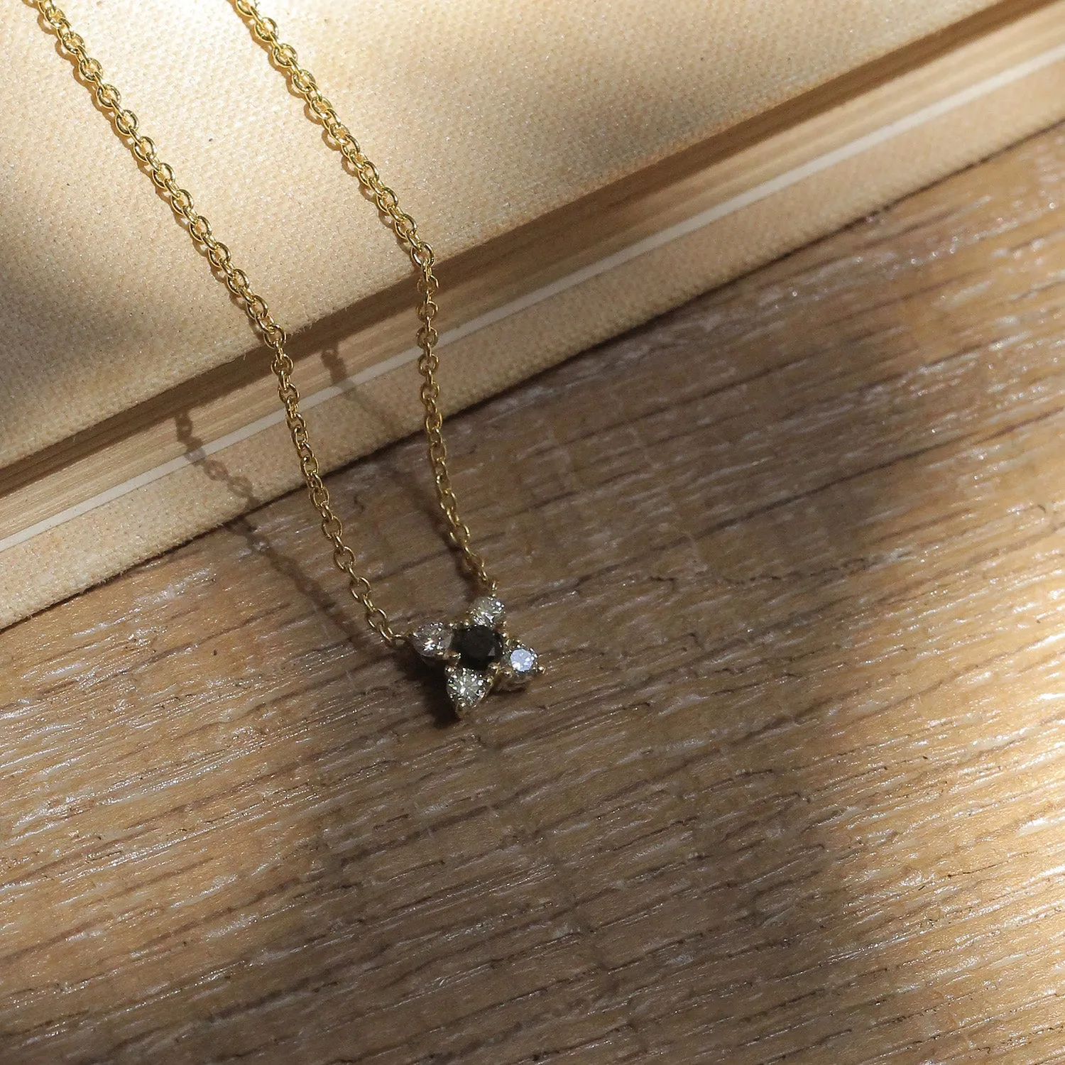 Valentina Gold Necklace Black & White Diamonds