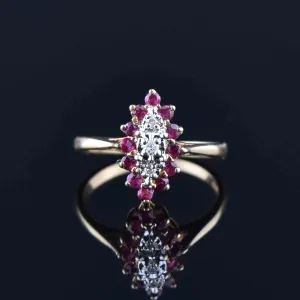 Vintage 10K Gold Diamond Ruby Ring, Sz 5.75