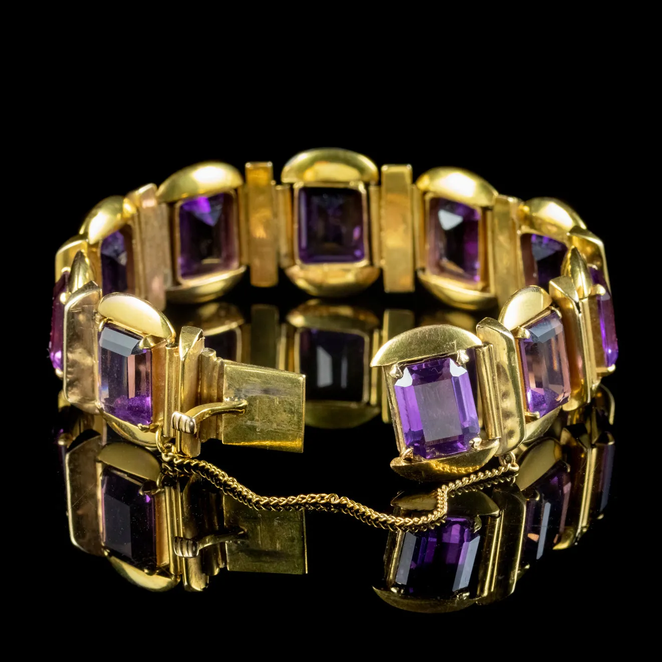 Vintage Amethyst Bracelet 9ct Gold 50ct Amethyst Circa 1970