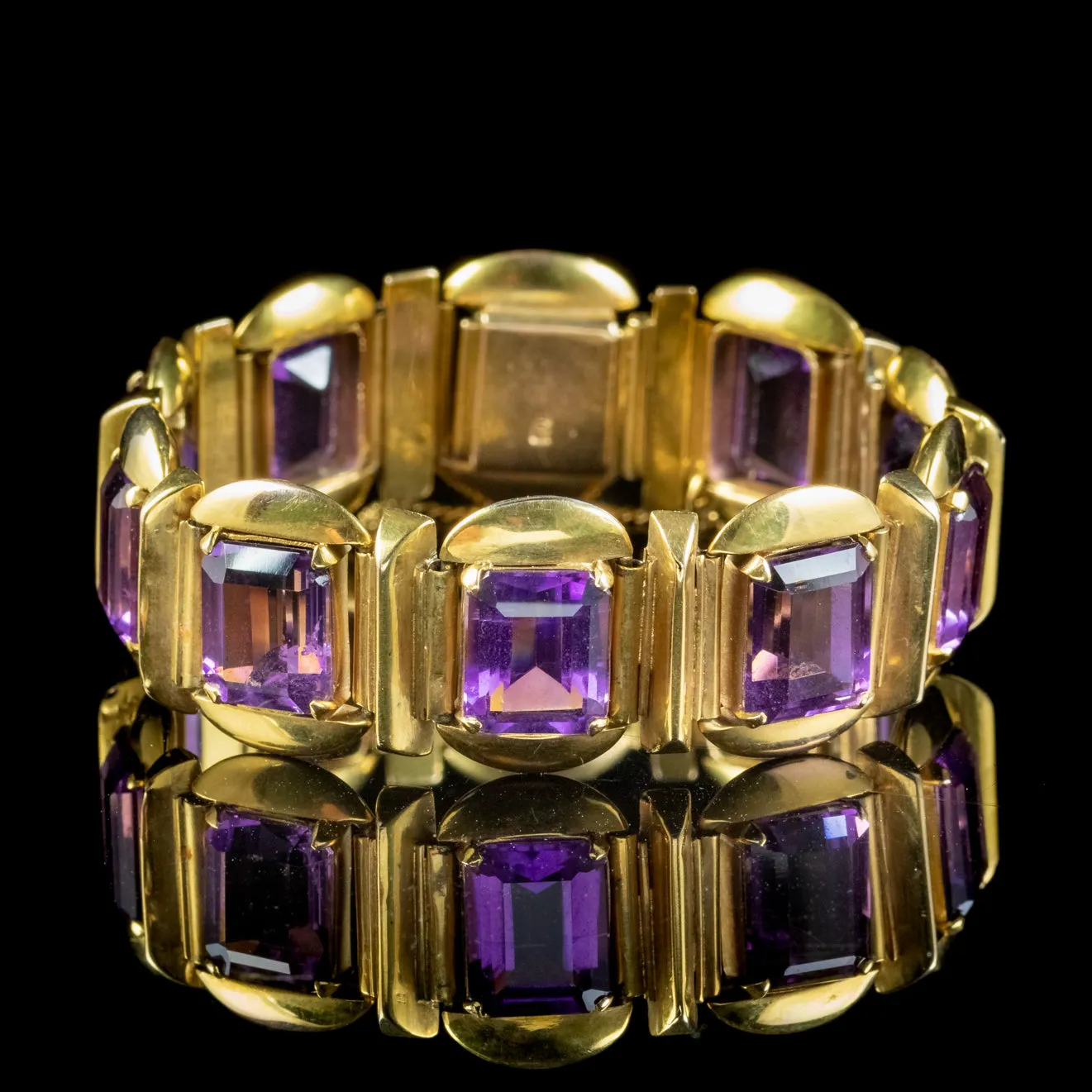 Vintage Amethyst Bracelet 9ct Gold 50ct Amethyst Circa 1970