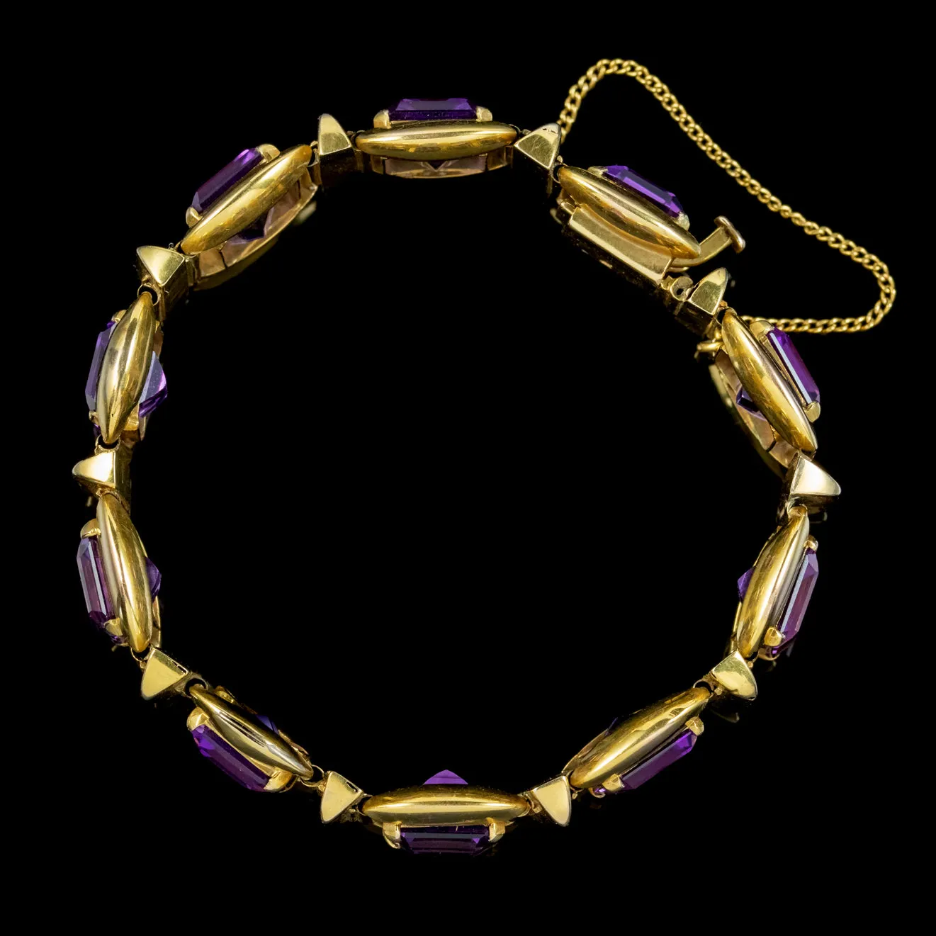 Vintage Amethyst Bracelet 9ct Gold 50ct Amethyst Circa 1970