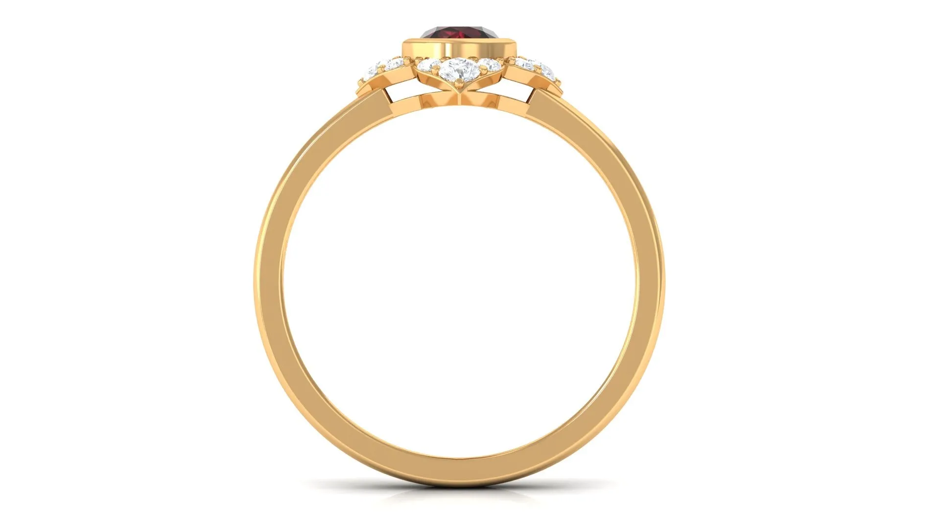 Vintage Inspired Garnet Flower Engagement Ring with Diamond