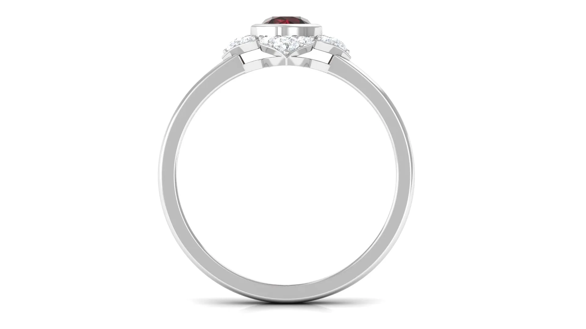 Vintage Inspired Garnet Flower Engagement Ring with Diamond