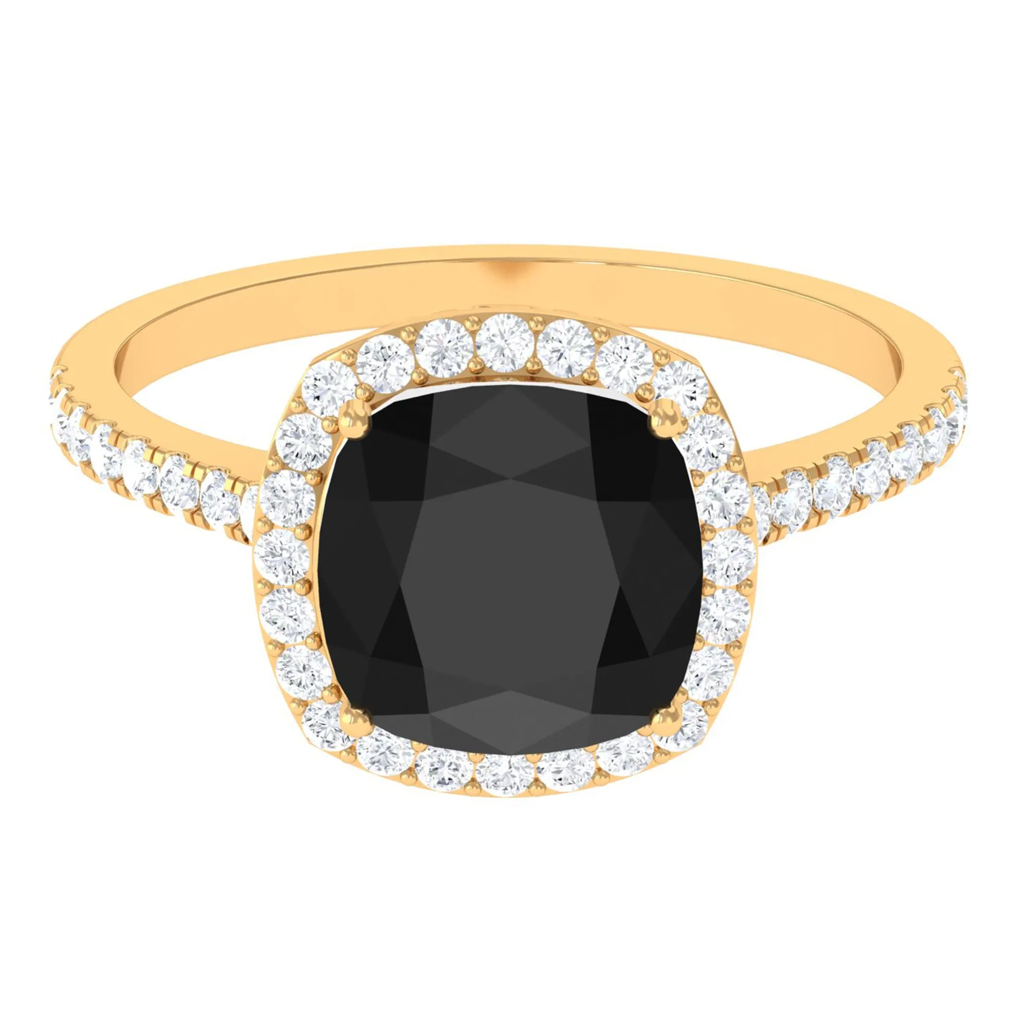 Vintage Inspired Lab Created Black Diamond Engagement Ring with Diamond