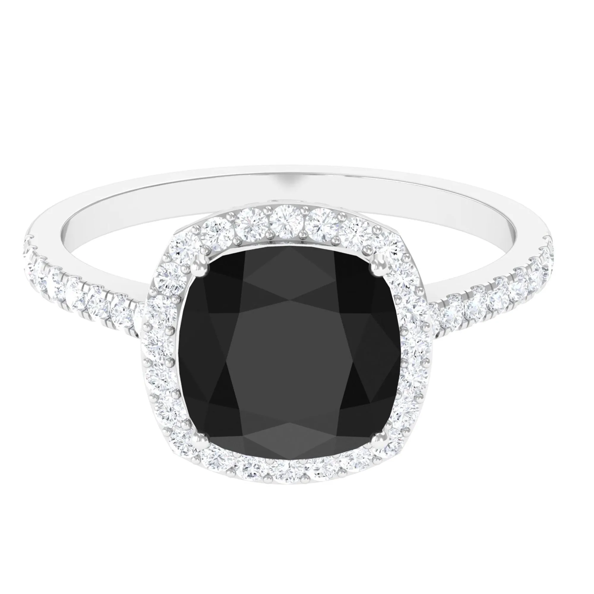 Vintage Inspired Lab Created Black Diamond Engagement Ring with Diamond