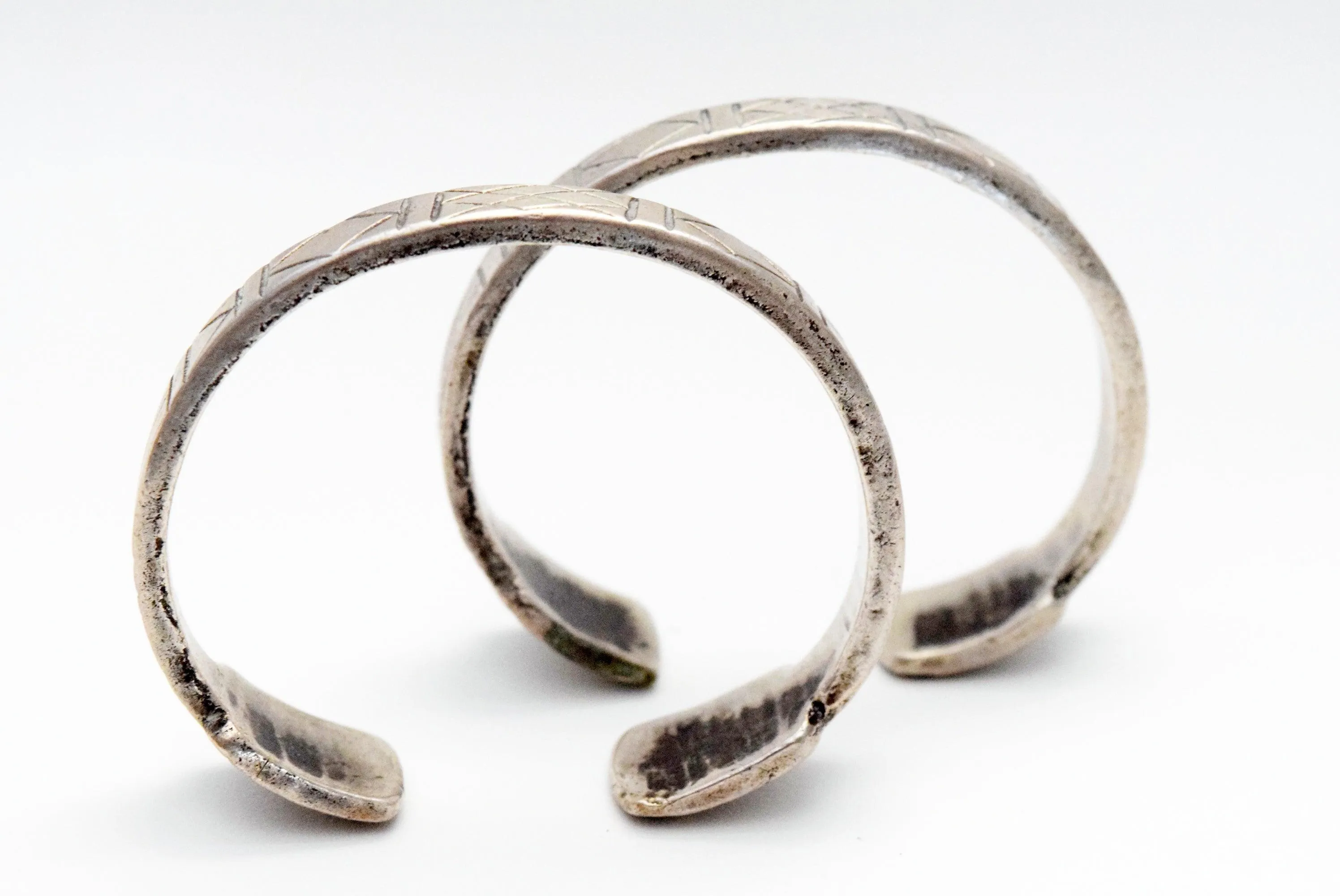 Vintage Matching Pair of Silver Berber Anklets or Bracelets