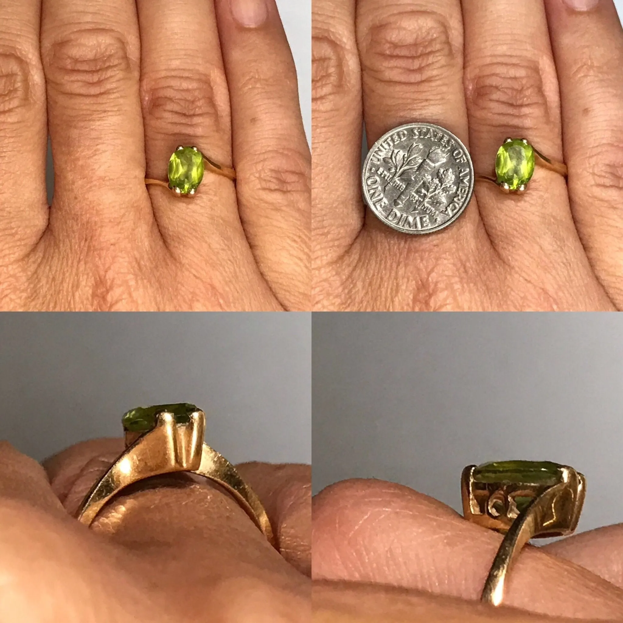 Vintage Peridot Engagement Ring in 10K Gold. August Birthstone. 16th Anniversary. Estate Jewelry.