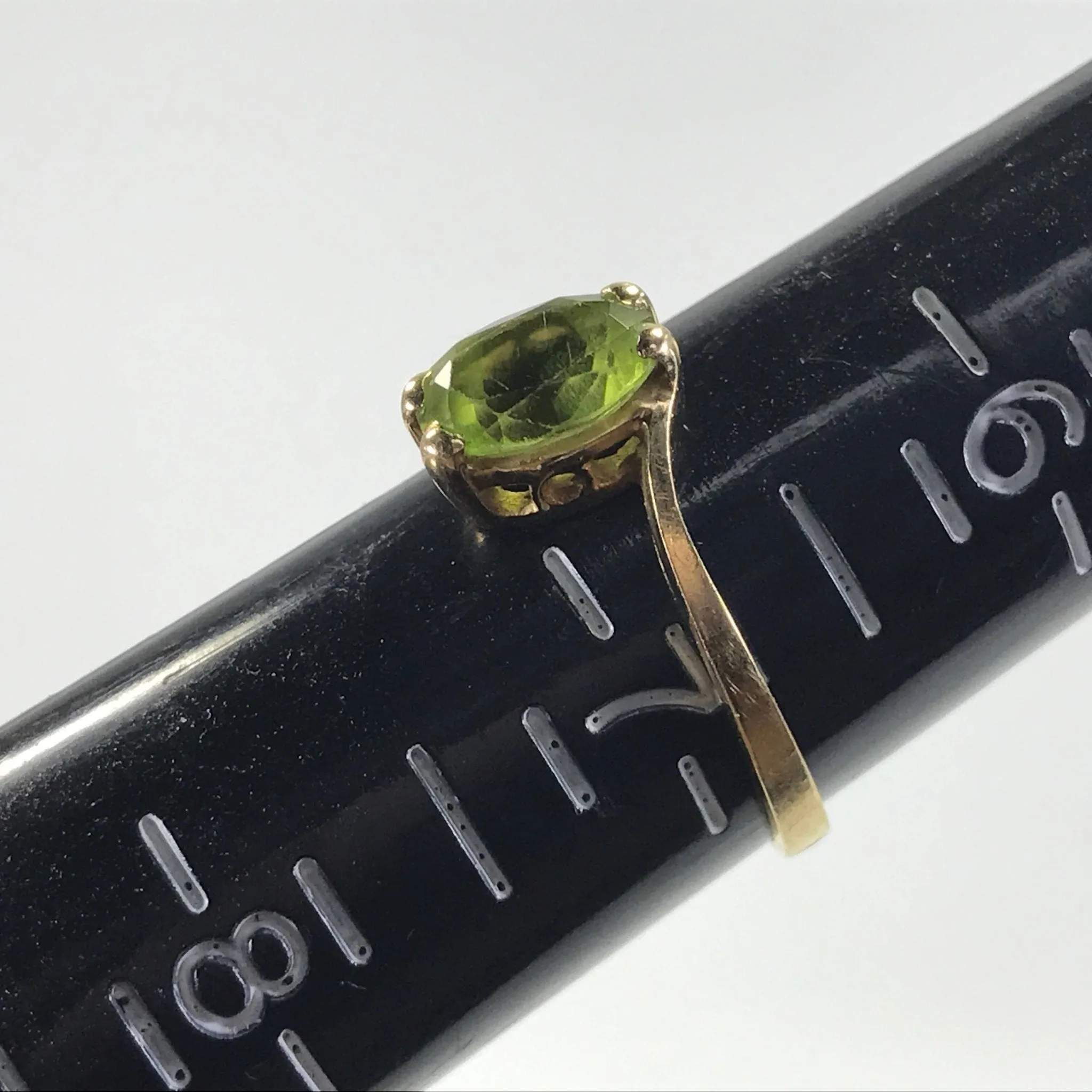 Vintage Peridot Engagement Ring in 10K Gold. August Birthstone. 16th Anniversary. Estate Jewelry.