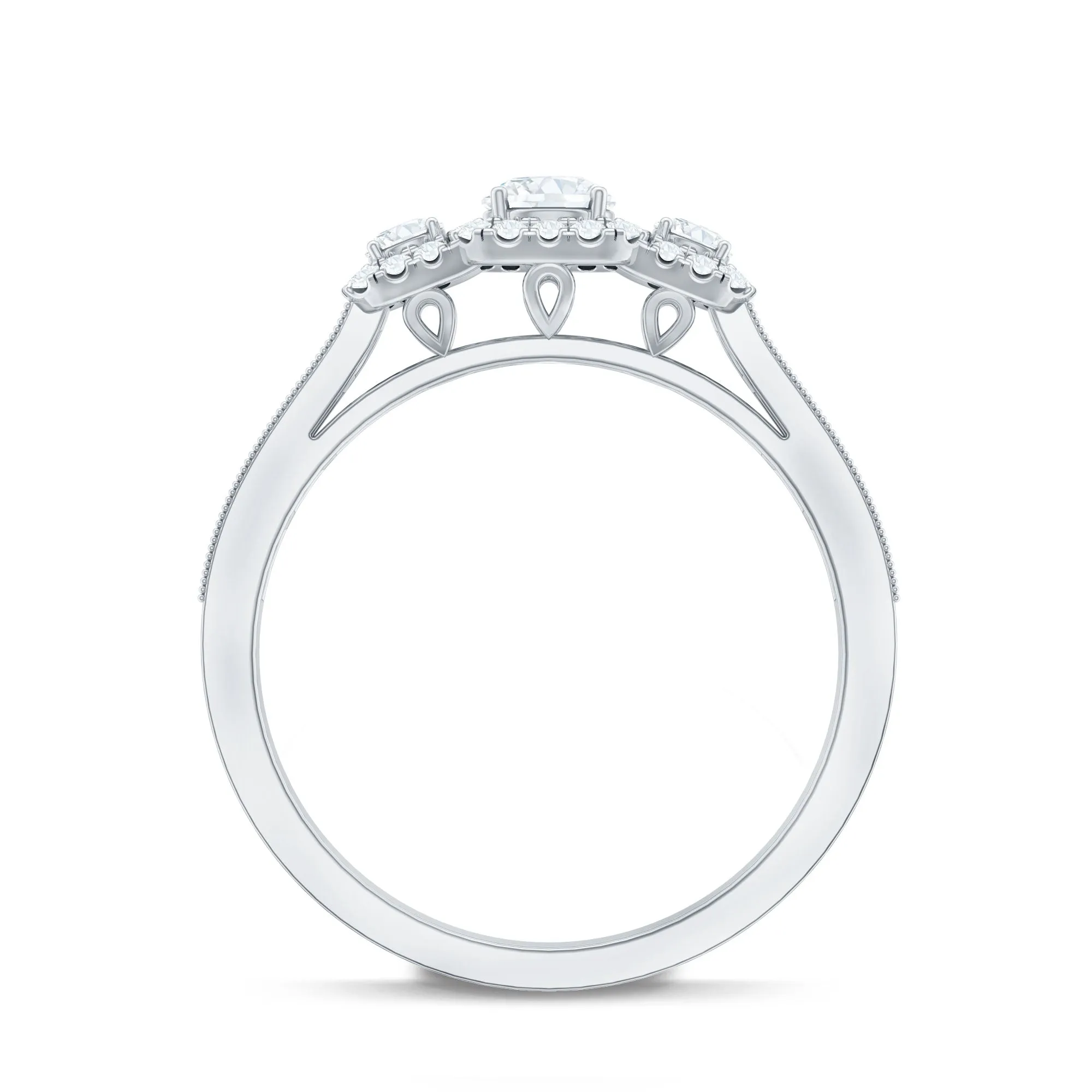 Vintage Style Moissanite 3 Stone Engagement Ring