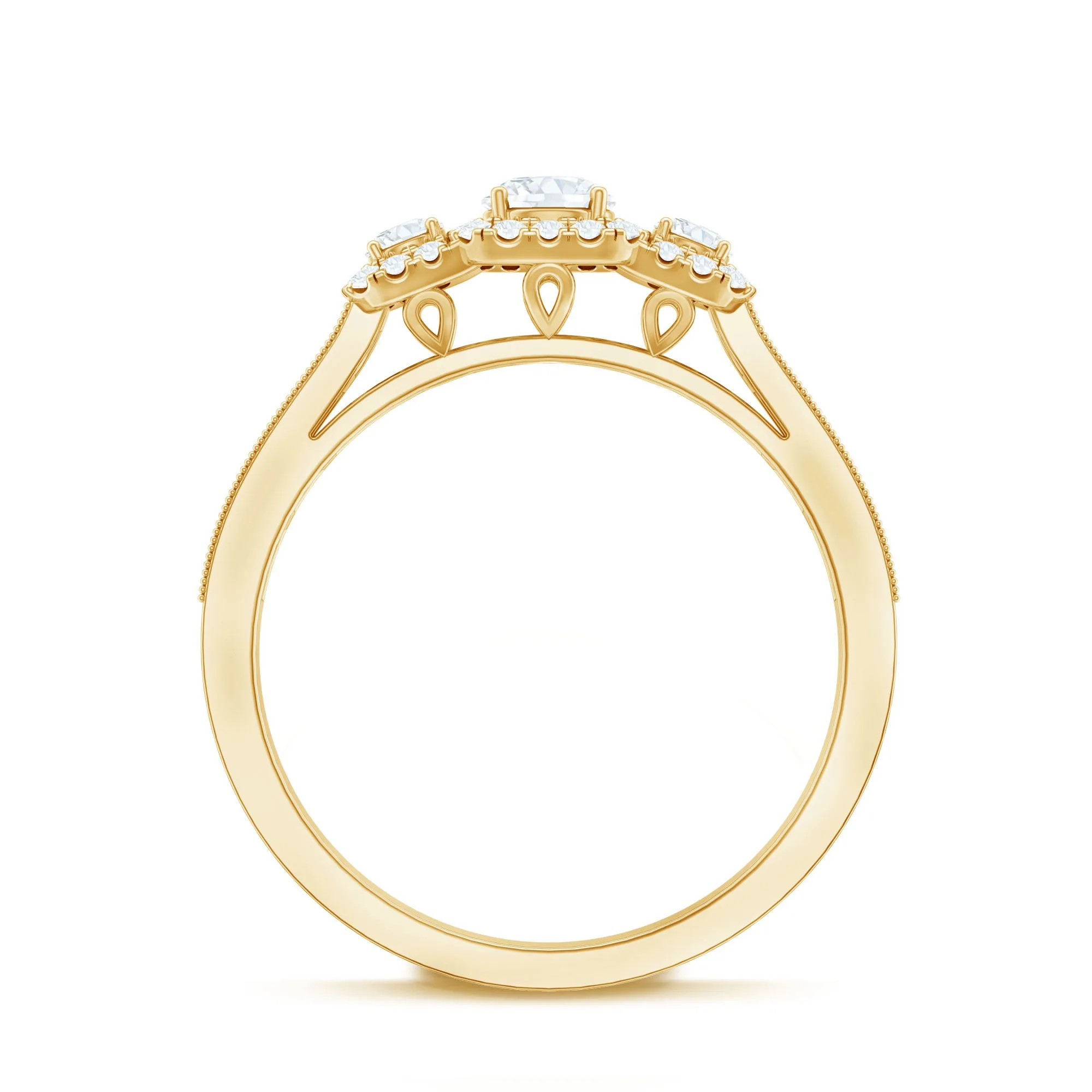 Vintage Style Moissanite 3 Stone Engagement Ring