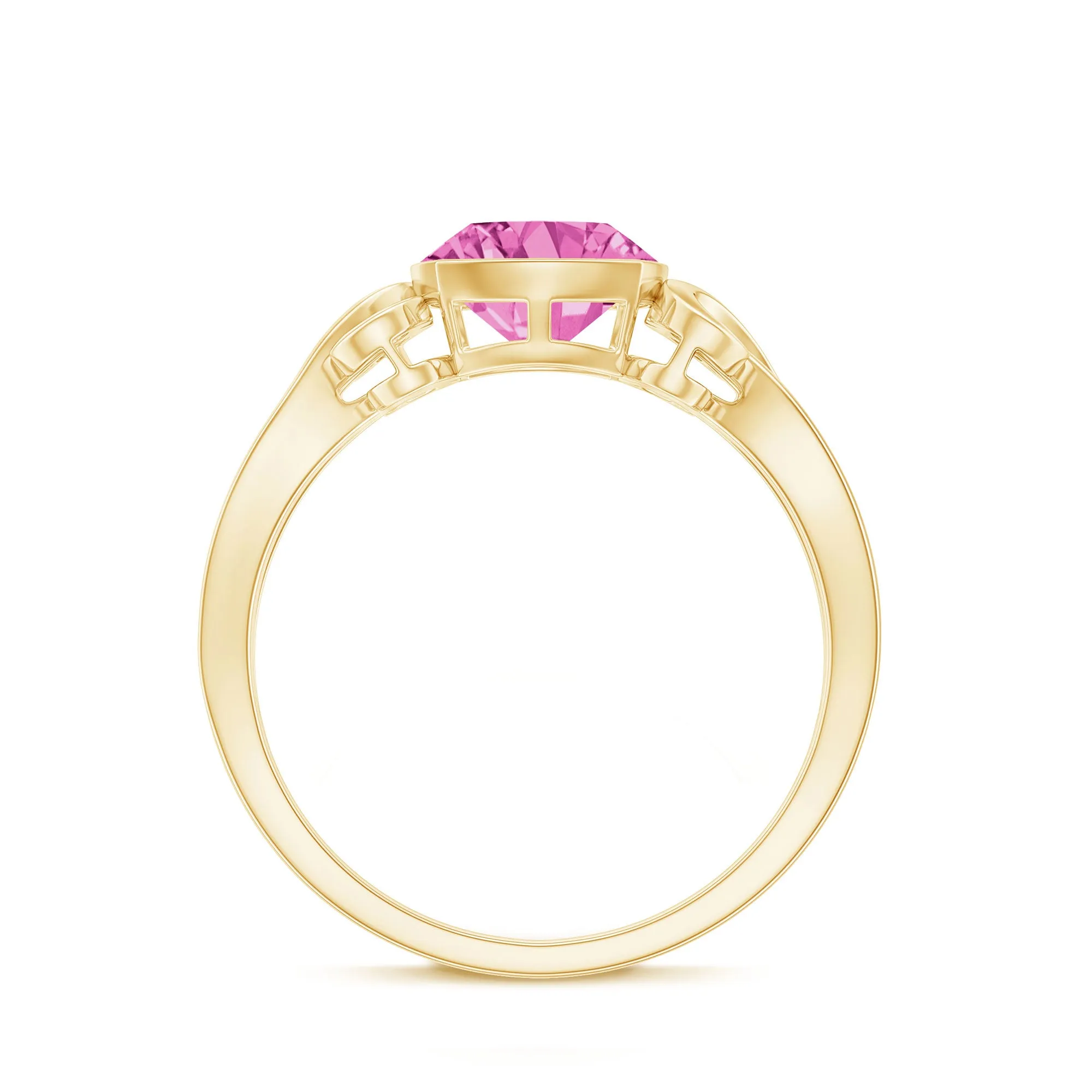 Vintage Style Pink Tourmaline Solitaire Ring in Bezel Setting
