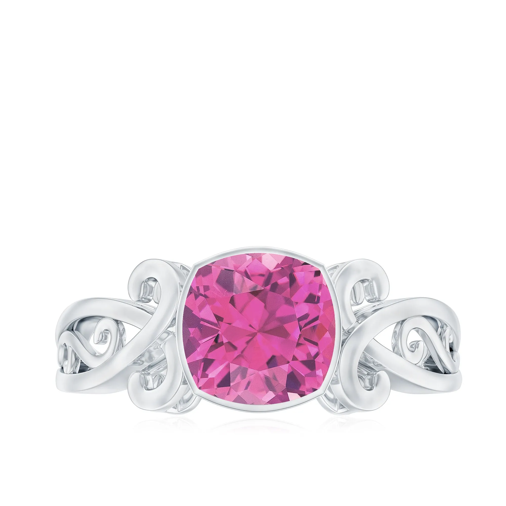 Vintage Style Pink Tourmaline Solitaire Ring in Bezel Setting