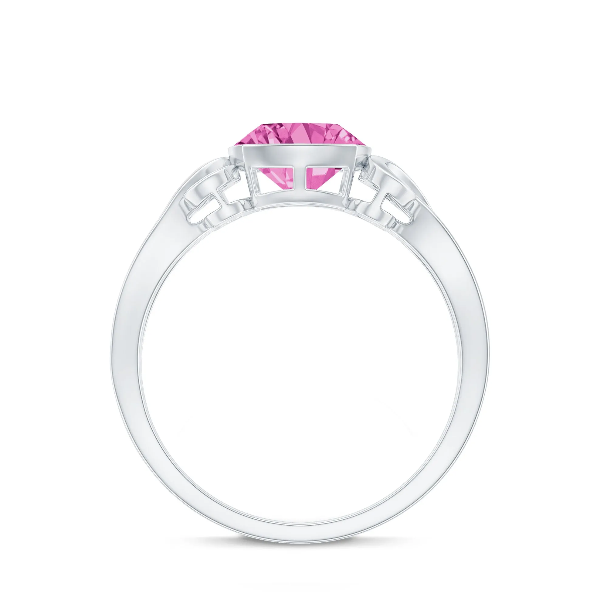 Vintage Style Pink Tourmaline Solitaire Ring in Bezel Setting