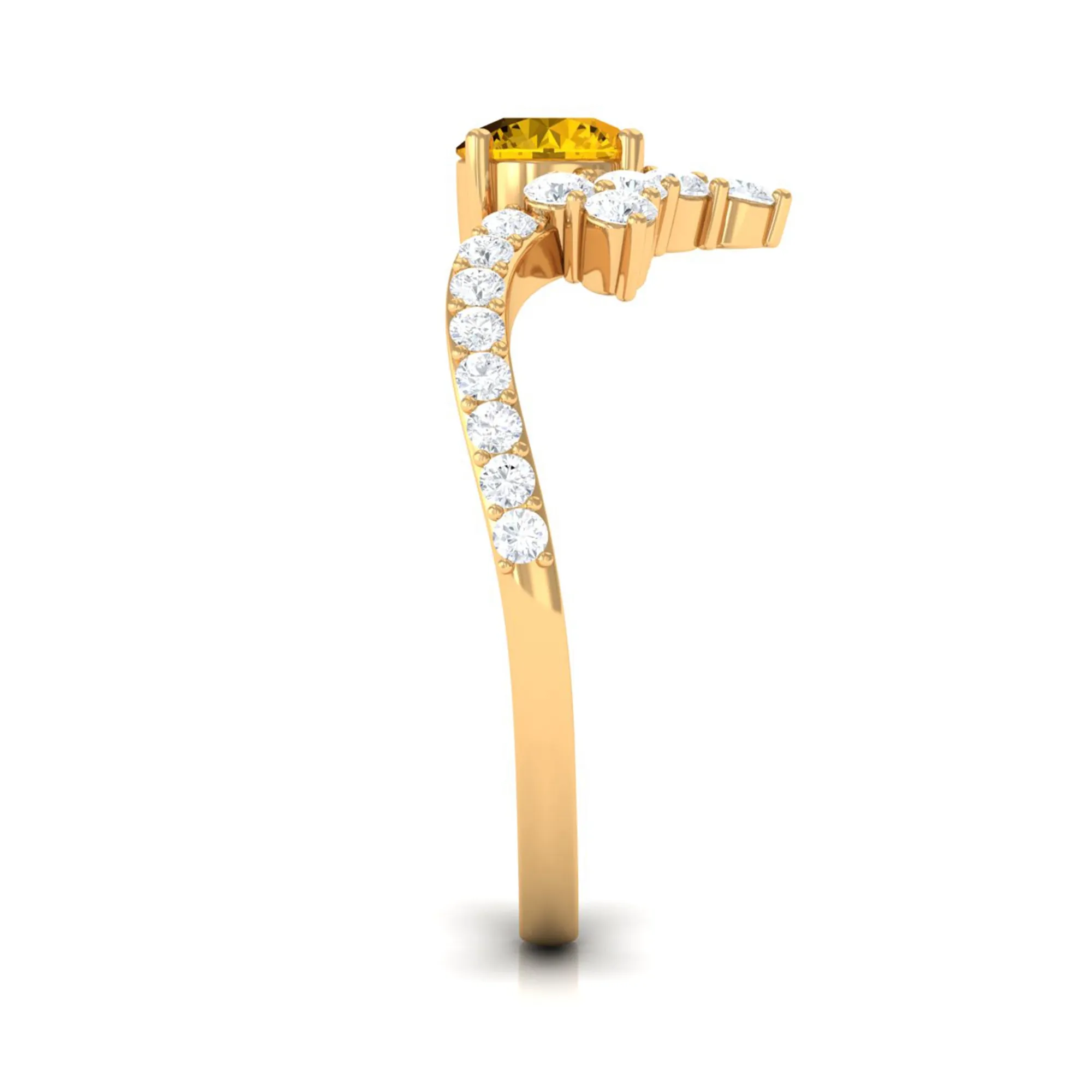 Yellow Sapphire and Diamond Unique Engagement Ring