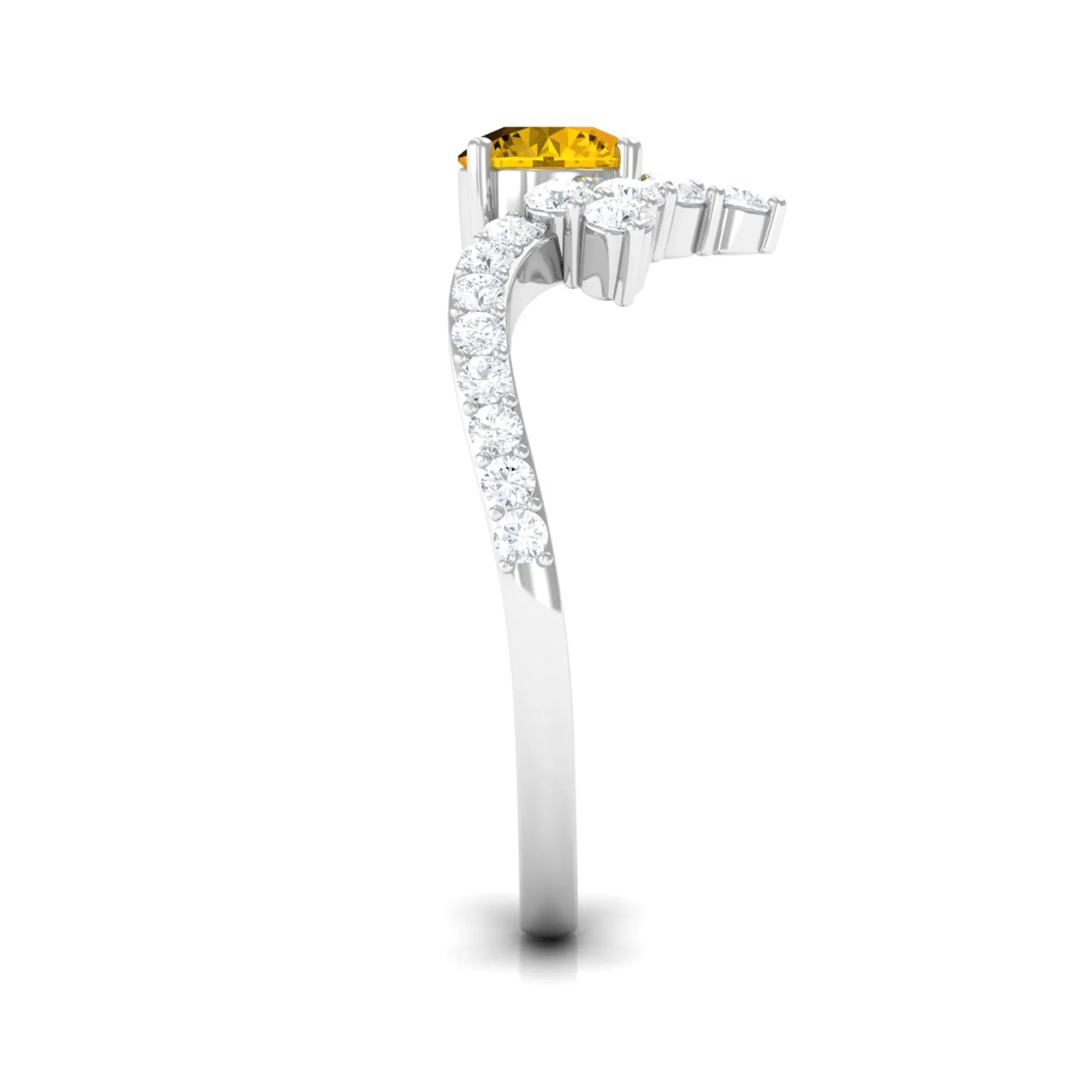 Yellow Sapphire and Diamond Unique Engagement Ring